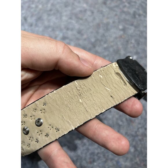 GUESS black suede leather belt Sz Med stud & rhinestone Rodeo Cowgirl - Picture 5 of 7